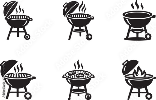 Bbq grill icon set vector illustration for website, logo, app, template and ui design use purpose packs.