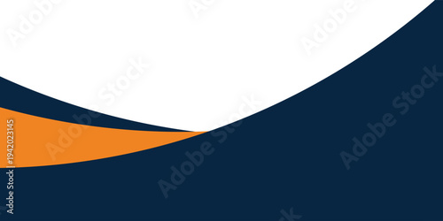 Clean abstract background featuring a dynamic flowing wave composed of orange, navy blue, illustration