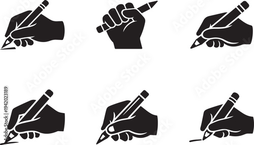 Hand holding pencil sign vector set illustration for website, logo, app, template and ui design use.