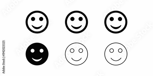 Simple black and white smiley face icons in various arrangements