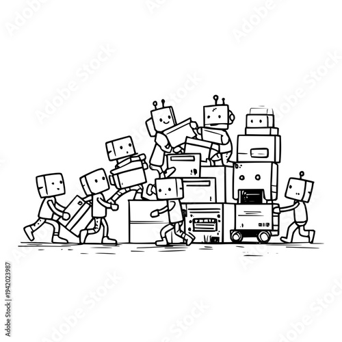 Robots Carrying Electronics in Line