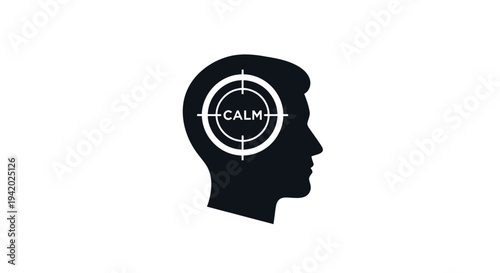 Silhouette of a person with a calm target on the head, symbolizing mental focus and serenity.
