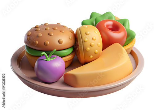 A plate of food with a hamburger and a sandwich