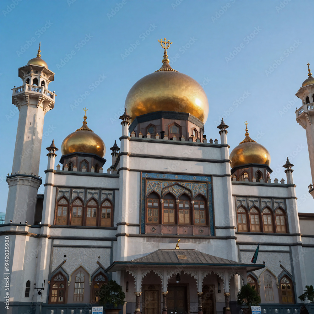 Obraz premium kawaii eid icon. iconic eid mubarak mosque image