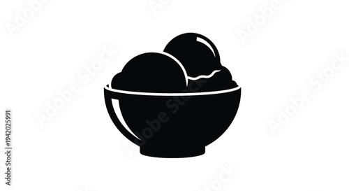 Black silhouette of ice cream in a bowl simple design silhouette