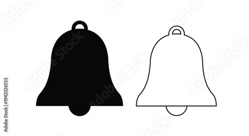 Two bell icons one filled and one outlined in a simple silhouette