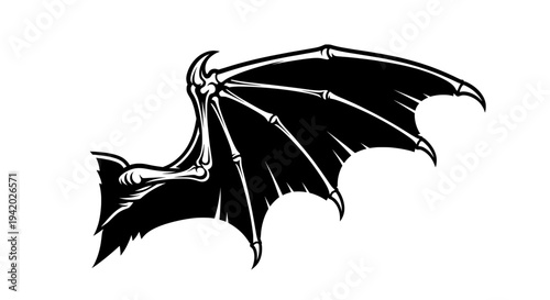 black and white bat wings spread in fan shape