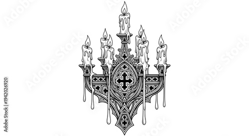 ornate black and white chandelier with six candle arms