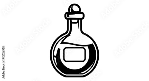 minimalist black and white line drawing empty glass bottle