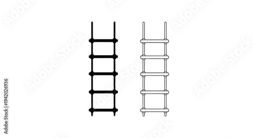 Two ladders one dark and one light presented as a silhouette