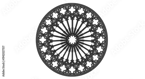 black white line drawing concentric circles floral center