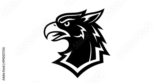 minimalist black and white eagle head