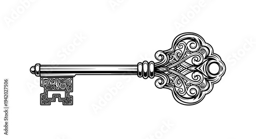 ornate vintage key with intricate floral swirls