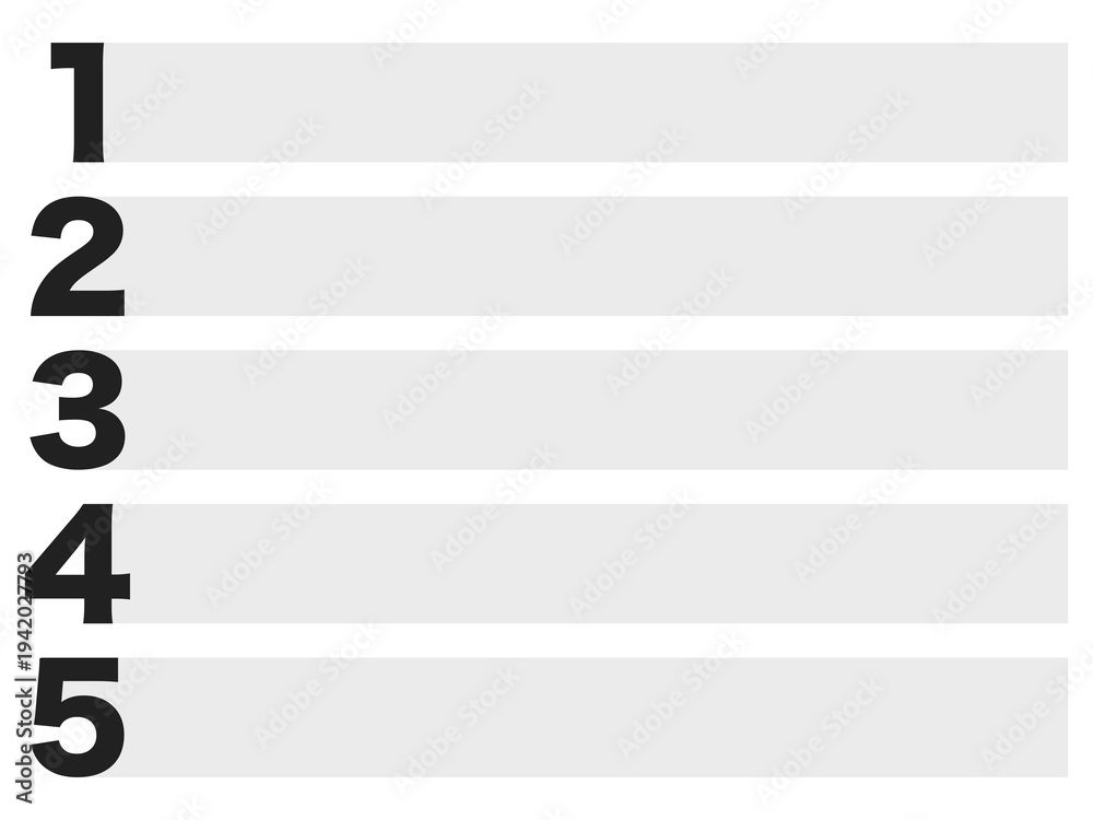 Obraz premium 「1」〜「5」数字フレームセット