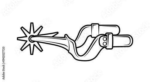 black and white line drawing of curved star shaped spurs