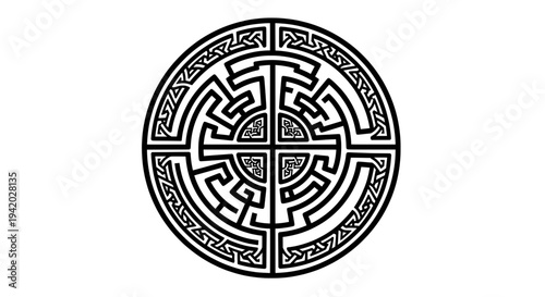 intricate celtic knotwork with central cross symbol