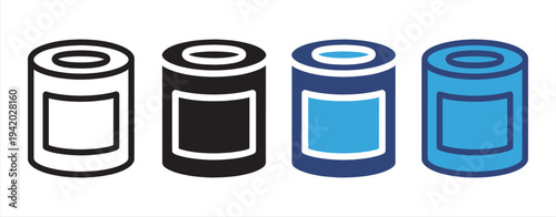 Can Food Icon Set Canned Food Beverage and Preserved Meal Vector Symbols