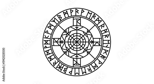 intricate circular line with symmetrical floral center