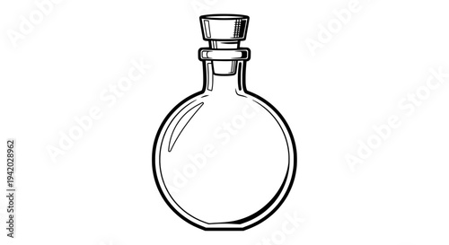 line drawing glass bottle with metal stopper