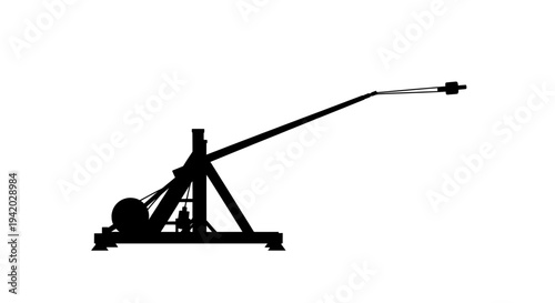 silhouette crane on wooden base with lifting hook