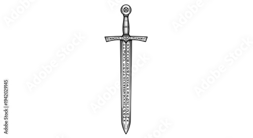 ornate medieval sword with crown emblem and crossguard