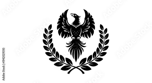 majestic phoenix encircled by laurel wreath