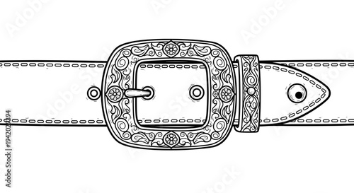 ornate rectangular belt buckle with floral geometric patterns