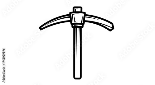 black and white line drawing of a pickaxe tool