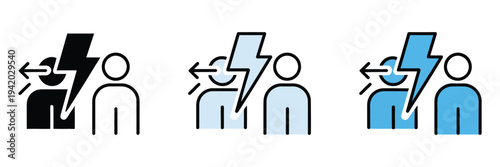 Conflict of interest icon, clean vector graphic showing opposing arrows or divided paths symbolizing ethical dilemmas