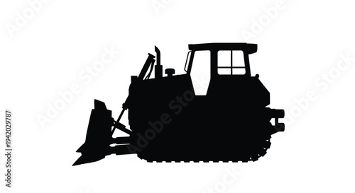 Black silhouette of a bulldozer side view industrial machinery silhouette