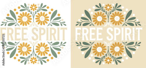 Free Spirit Mandala Design with Flowers vector