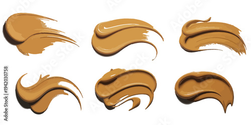 Yellow Paint Brush Stroke Swatches Set Abstract Golden Acrylic Smears and Texture Elements for Design.