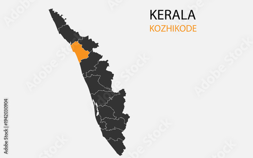 Kerala png map with districts, Indian state Kerala district map, Kerala Kozhikode