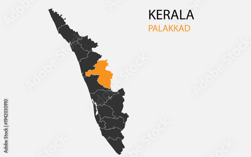 Kerala png map with districts, Indian state Kerala district map, Kerala Palakkad