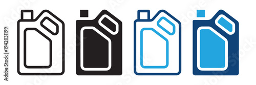 Canister of Motor Oil Icon Set Automotive Fluids and Chemicals Line and Flat Vector Illustration