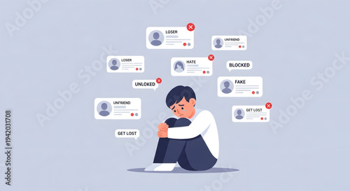 Young man overwhelmed by social media.