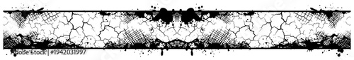 Grungy symmetrical border with cracked texture and black ink splatter effects