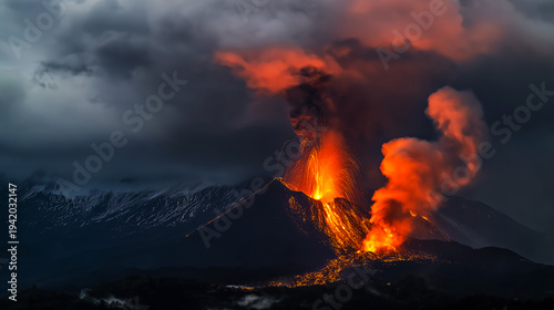 Wallpaper Mural stratospheric volcanic eruption, poster about the history of the earth, the cycles of geology, change in the Earth's crust, and the importance of exploring and observing the planet's geology Torontodigital.ca