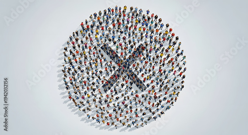 People forming a circle with X.