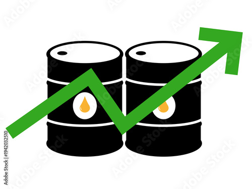 Crude Oil Price Increase Icon with Upward Arrow – Energy Inflation Concept PNG Transparent Background