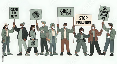 People protesting for climate action and clean air.