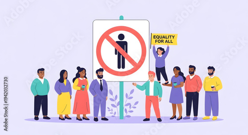 Diverse group protesting inequality together.