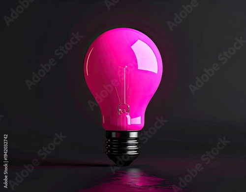 Wallpaper Mural A vibrant pink light bulb glows against a dark background, symbolizing innovation, creativity, and a bright idea. Torontodigital.ca