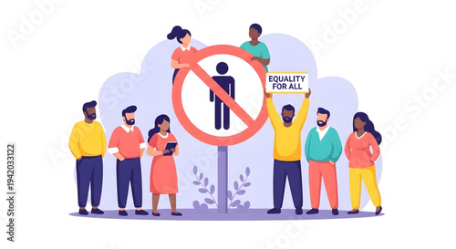 Diverse group protesting against people.