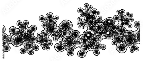Detailed hand drawn pattern of microscopic organic cell structures