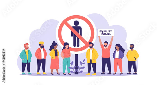 Diverse group protesting inequality together.