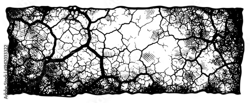 Hand drawn illustration of cracked dry earth texture with grunge details