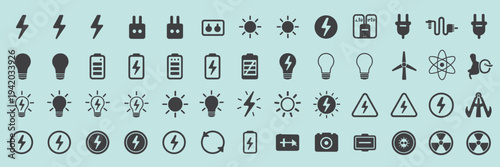 Diverse Icons Representing Energy And Electricity power
