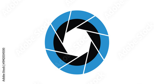 Abstract circular design featuring a camera aperture silhouette