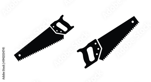 Two hand saws displayed in a stark black silhouette